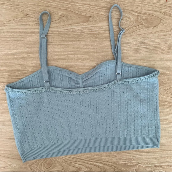 Free People XL Morning Light Ruch Cami Crop Top Crisp Light Baby Blue Coquette - Picture 4 of 8